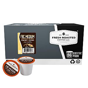 AMZ $20.90 S&S Clip Q (or less)   Fresh Roasted Coffee, FRC Medium Roast, K-Cup Pods for Keurig Brewers, Kosher, 96 Count