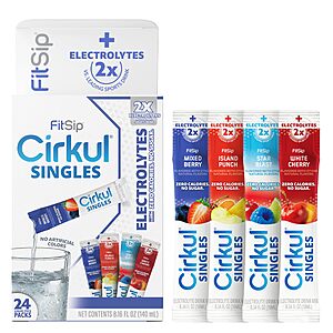 Cirkul FitSip 24-Pack Liquid Electrolyte Sticks. 0 Sugar, 0 Cal, No Powder $14.15 w/ S&S coupon + 10% extra off