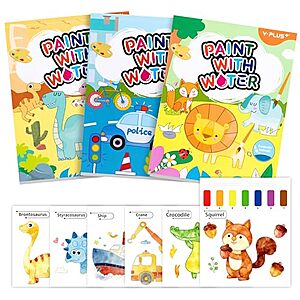 3-Pack YPLUS Paint with Water Coloring Books for Kids w/ Brush (7 Themes) $12.49 + Free Shipping w/ Prime or on $35+