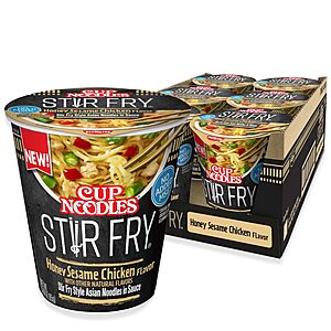 $5.14 S&S Nissin Cup Noodles Stir Fry Noodles in Sauce, Honey Sesame Chicken, 3.00 Ounce (Pack of 6)