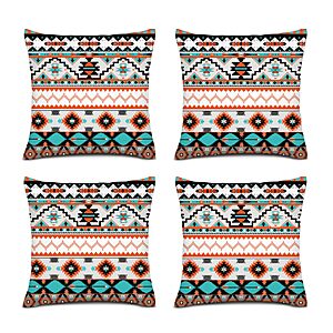 Throw Pillow Covers Set of 4 Aztec Style Pattern Linen Pillow Covers Quare Pillow Case Farmhouse Outdoor Modern Boho Pillow Covers for Couch Sofa Living Room 14X14
