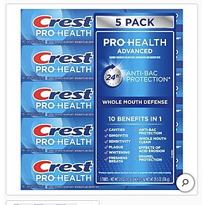 Crest Pro Health Advanced Toothpaste, 5.9 oz, 5-pack $12.99 free shipping Costco.com