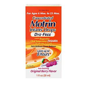 Select Accounts: 1-Ounce Infants' Motrin Ibuprofen Fever Reducer Concentrated Drops (Berry) $4.89 w/ S&S + Free Shipping w/ Prime or on $35+