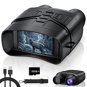 TELUHA Night Vision Goggles for Adults, 4K Night Vision Binoculars with 5000mAh Rechargeable Battery and 32GB TF Card for Hunting, Wildlife Observation and Security $39.99