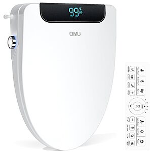 QMU Electric Bidet Toilet Seat Elongated – Heated Seat, Warm Water & Dryer $132.99