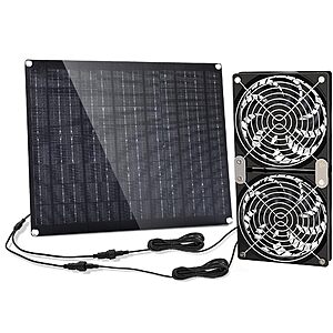 5.5", Solar Panel Fan, 30W Solar Powered Fan with Dual IPX7 Waterproof Fans for Outside Chicken Coops, Greenhouses, Sheds, Intake or Exhaust Air Fan $18.59