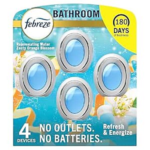 $6.44 S&S/Q 4 Count Febreze Bathroom Air Freshener, Small Spaces in Home, Bathroom $6.44 after $3 off Q (two scent options)