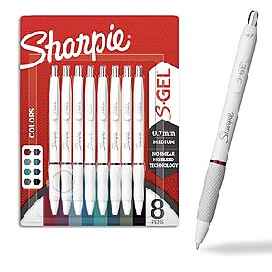 Sharpie S-Gel 8-Count Medium Point 0.7mm Gel Pens (White Pearl Barrel, Multicolor Ink) $6.88 w/ S&S + Free Shipping w/ Prime or on $35+