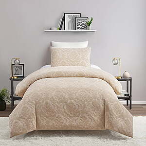 Better Homes & Gardens Woven Damask 2-Piece Comforter Set, Beige, T/TXL, All Ages $25