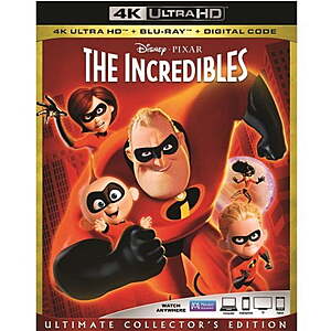 The Incredibles (4K Ultra HD + Blu-ray + Digital Code) $22.50 Walmart.com
