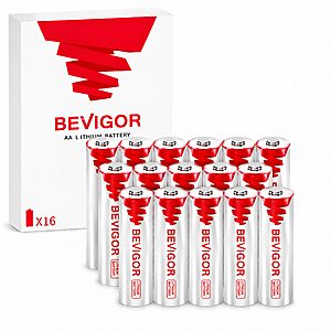 (16-Pack) BEVIGOR 1.5V Long-Lasting AA Lithium Batteries for Smart Devices $11.99