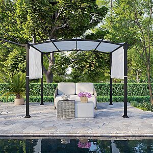 8' x 10' Style Selections Metal Freestanding Pergola w/ Arched Canopy (Black/Creamy White) $199.20 + Free Shipping