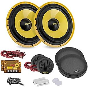 $13.99* | Pyle 2 Way Custom Component Speaker System - 6.5” 400 Watt, PLG6C, Yellow at Amazon
