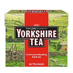 Yorkshire Tea (Red), Black Tea, Pillow Tea Bags, 80 Count (Pack of 1), AC, w/ 5 S&S $3.99