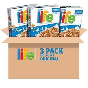 [S&S]Quaker Life Breakfast Cereal, Original, 13oz Boxes (3 Pack) $7.10 + Free S&H w/ Prime or $35+