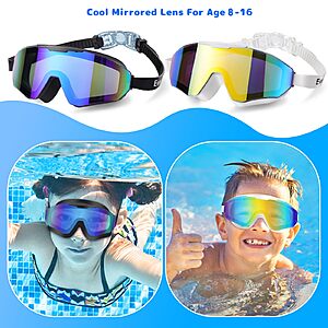 EverSport 2 Pack Kids Swim Goggles Age 8-16 Extra Silicone Layer, Swimming Goggles for kids $6.49