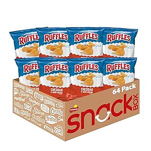 $28.05 | 64-Pack 1.5-Oz Ruffles Potato Chips (Cheddar Sour Cream) at Amazon (43.8￠ each)