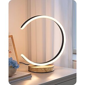 EDISHINE C-Shaped LED Table Lamp w/ Wood Base, Silicone Shade & 3 Color Temperatures (Black) $17.99 + Free Shipping w/ Prime or on $35+