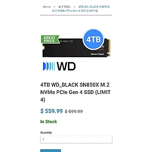 WD_BLACK SN850X 4tb $559