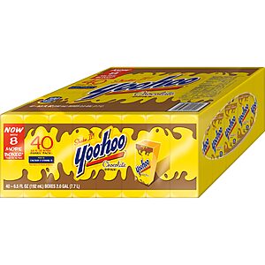 Yoo-hoo Chocolate Flavored Drink, 6.5 fl oz Boxes 40 Pack, Ready to Drink  $9.65 or less S&S/Q Amazon
