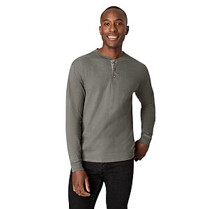 Hanes Men's Beefy Long Sleeve Three-Button Henley, pebblestone crossdye color, $9 S&S @ Amazon