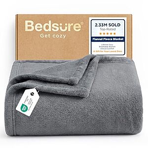 [Prime]  50" x 60" Bedsure Fleece Throw Blanket (Grey) $5.99 + Free Shipping