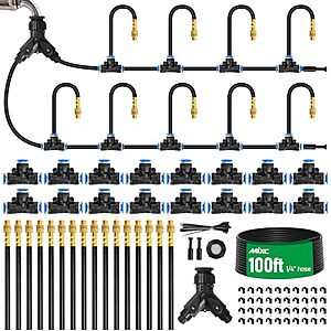 MIXC 1/4" 100-Foot Drip Irrigation System Kit w/ 16-Piece 360° Adjustable Brass Nozzles & Bendable Rods $17 + Free Shipping w/ Prime or on $35+