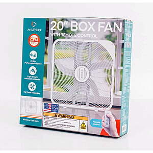 20" THE ASPEN White Box Fan w/ Remote Control $19.96 + Free Shipping w/ Walmart+ or on $35+