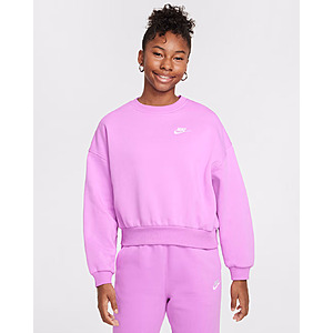 Nike Girls'  Nike Sportswear Club Fleece Boxy Crew-Neck Sweatshirt )Rush Fuchsia/White, Sizes: XS=XL) $23.98 + Free Shipping on $50