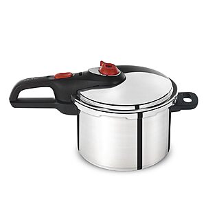 T-fal P2614634 Secure Aluminum Initiatives 12-PSI Pressure Cooker Cookware, 6-Quart, Siver $44.99