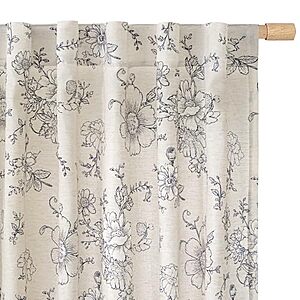 2-Pack Vintage Floral Linen Semi-Sheer Back Tab Rod Pocket Curtain Panels (Black on Beige) from $12.80 + Free Shipping w/ Prime or on $35+