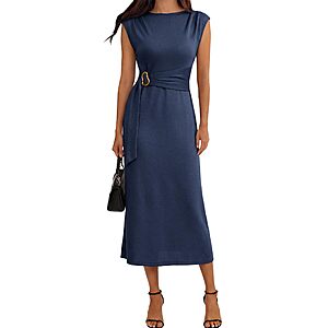 Simplee Women's Casual Crewneck Midi Dress (Various) $9.99 + Free Shipping w/ Prime or on $35+