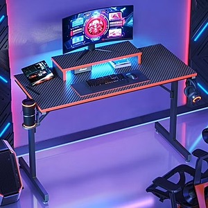 Bestier 42" Gaming PC Computer Desk w/ LED Lights, Monitor Stand & Cup Holder $49.99 + Free Shipping