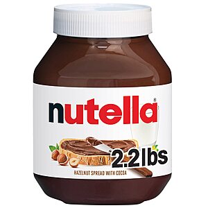 $7.09 S&S Clip Q 2.2lb Jar Nutella Hazelnut Spread with Cocoa, Creamy Hazelnut Spread, Breakfast Favorite, 35.3 oz