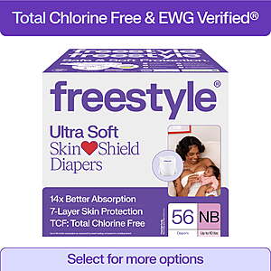 Freestyle Diapers WALMART FS+ $19.99 sizes Newborn to size 6  36-56 count Box $19.97 get $5 Walmart Cash
