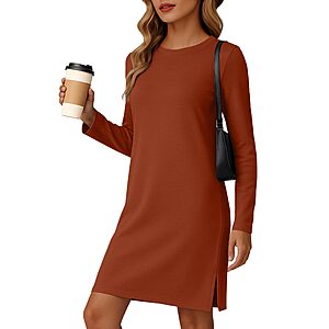FREEOAK Women's Casual Long Sleeve Dress w/ Pockets (Various) $6.99 + Free Shipping w/ Prime or on $35+
