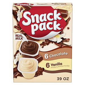 [SnS, AC] $2.78* | 12-Count 3.25-Oz Snack Pack Pudding Cups in Regular Choc, Fudge, Vanilla) or Sugar Free (Chocolate & Vanilla) at Amazon