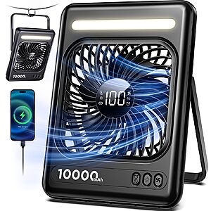 Amazon - Portable Travel Fan, 5 Speeds Strong Wind Cruise Fan with LED Lantern - $15.59