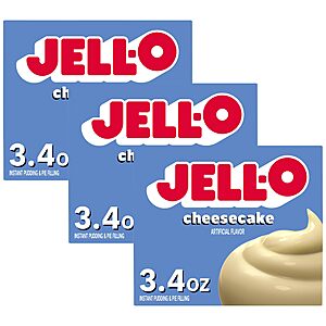 Jell-O Cheesecake Instant Pudding & Pie Filling Mix, 3.4 oz Box (Pack of 3)~$4.22 With S&S @ Amazon