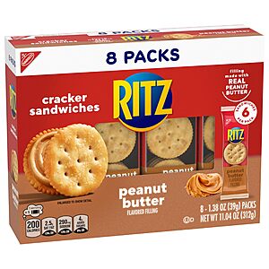 $15.55 S&S Q AMAZON RITZ Peanut Butter & Cheese Sandwich Crackers Variety Pack, 32 Snack Packs