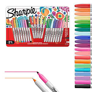 21-Count Sharpie Permanent Markers (Fine & Ultra-Fine, Assorted) $9.97 + Free Shipping w/ Walmart+ or on $35+