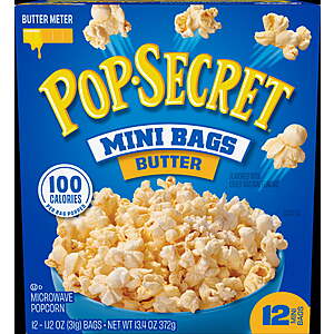$2.97 Pop Secret Microwave Popcorn, 100 Calorie Butter Flavor, 1.1 oz Mini Bags, 12 Ct WALMART