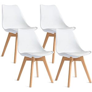 $89.99* | 4-Ct CangLong Dining Chairs Mid Century Modern Dining Chair (White) at Amazon
