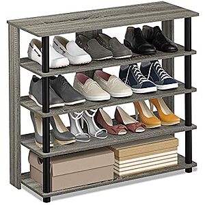 $20* | 32" Furinno 5-Tier Wide Wooden Shoe Rack (French Oak Grey) at Amazon