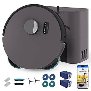 Dustin Combo Robot Vacuum with Smart Navigation in Twilight Gray with Dual-Scrub Mops, 8000Pa Suction, 100-Day Dock $899.99