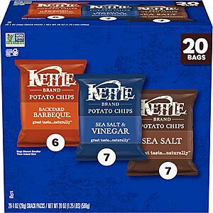 [SnS, AC] $8.39 | 20-Ct 1-Oz Kettle Brand Potato Chips (Variety Pack) at Amazon (42￠ each)