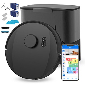 UltraVision Pet 13000 Pa 12.5 in Robotic Vacuum and Mop, withSmart Navigation, 180-Day Bag, Brushed Steel Dock, in Black $319