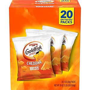 [SnS, AC] $4.49* | 20-Pack 1-Oz Goldfish Crackers (Cheddar) at Amazon (22.4￠ each)