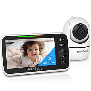 HelloBaby No WiFi Baby Monitor 5" Screen 30-Hour Battery Pan-Tilt-Zoom Video Upgrade with Camera and Audio, Night Vision, VOX, 2-Way Talk, 1000ft Range $63.15
