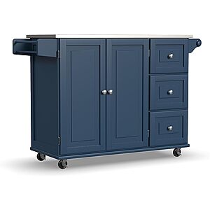 Homestyles Dolly Madison Mobile Kitchen Island Cart w/ Stainless Steel Top (Blue) $88.55 + Free S&H